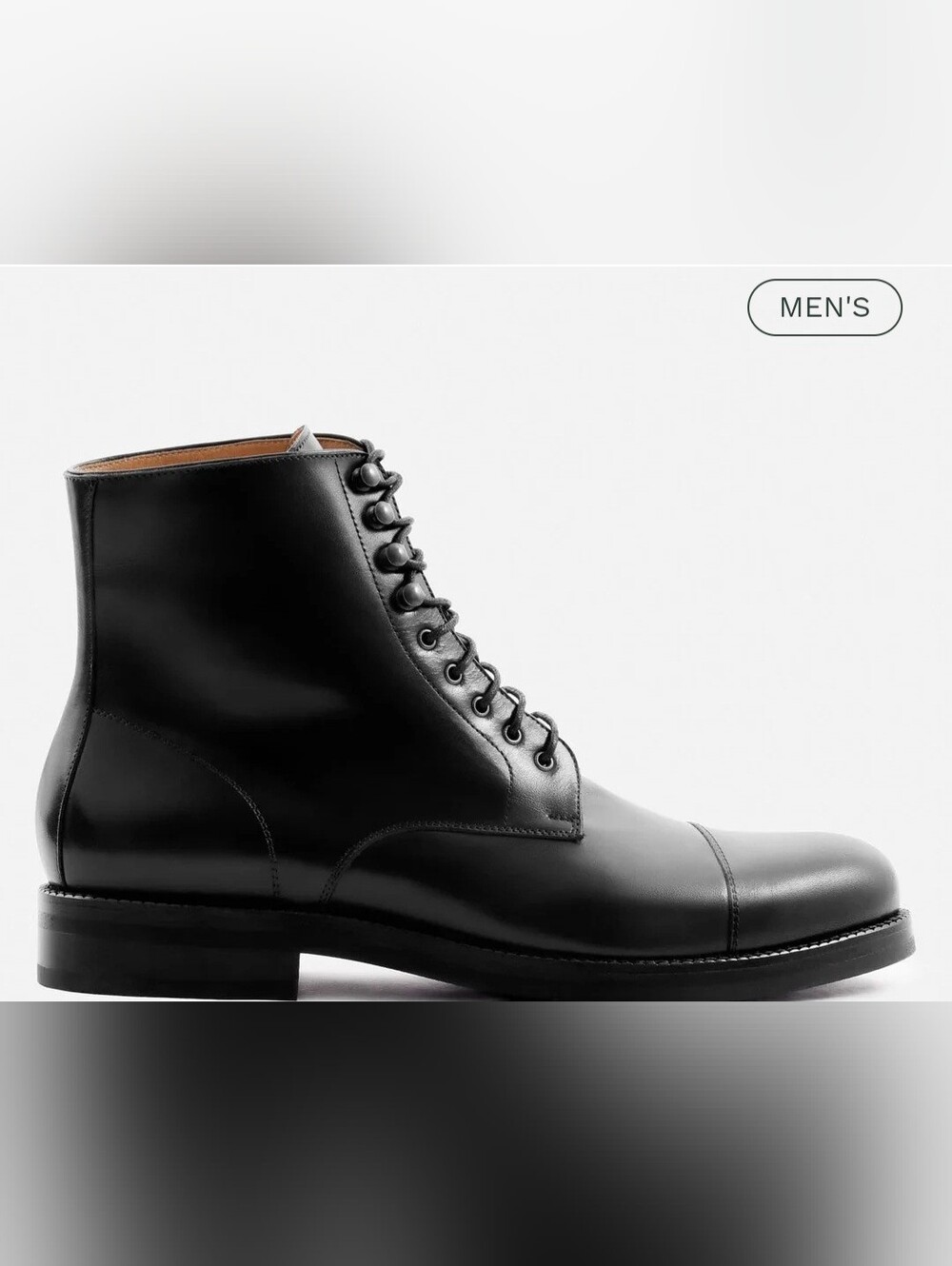 Beckett Simonon Black Leather Cap-Toe Ankle Boot - Picture 3 of 11